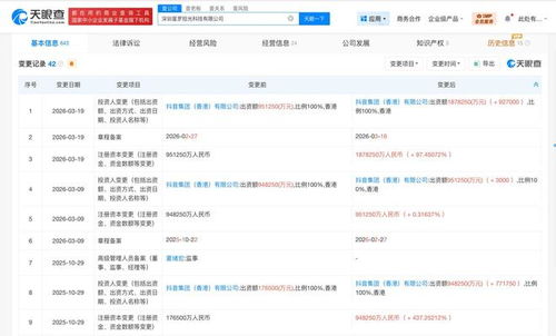 抖音旗下星罗拾光公司增资至187.8亿元，深耕信息系统集成服务领域